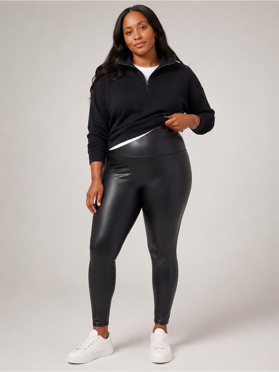 SPANX Pants - NWOT Spanx Faux Leather Leggings Womens XL Dark Brown High Rise Pull On 2437
